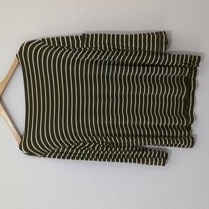 Chico's Travelers Striped 3/4 Boatneck Top, Brown / Cream, XL